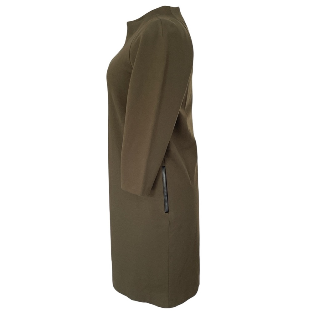 Preston & York army green stretch 3/4 sleeve Sheath dress lined high neck Sz: 6 - Picture 2 of 9